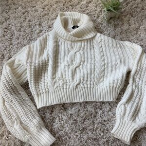 Hera Collection Cream Cable Knit thick knit Turtleneck Sweater